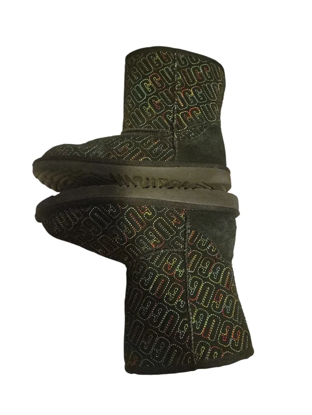 UGG Kids Black All Over Logo Boots